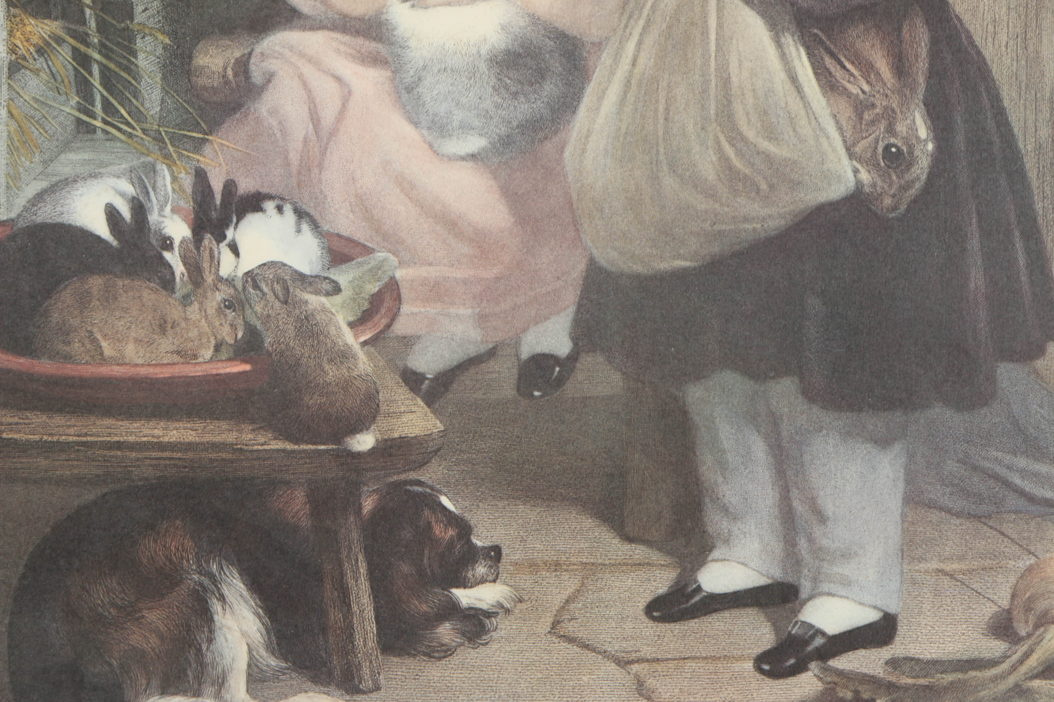 Offset Lithograph on Paper After Edwin Henry Landseer "Children and Rabbits"