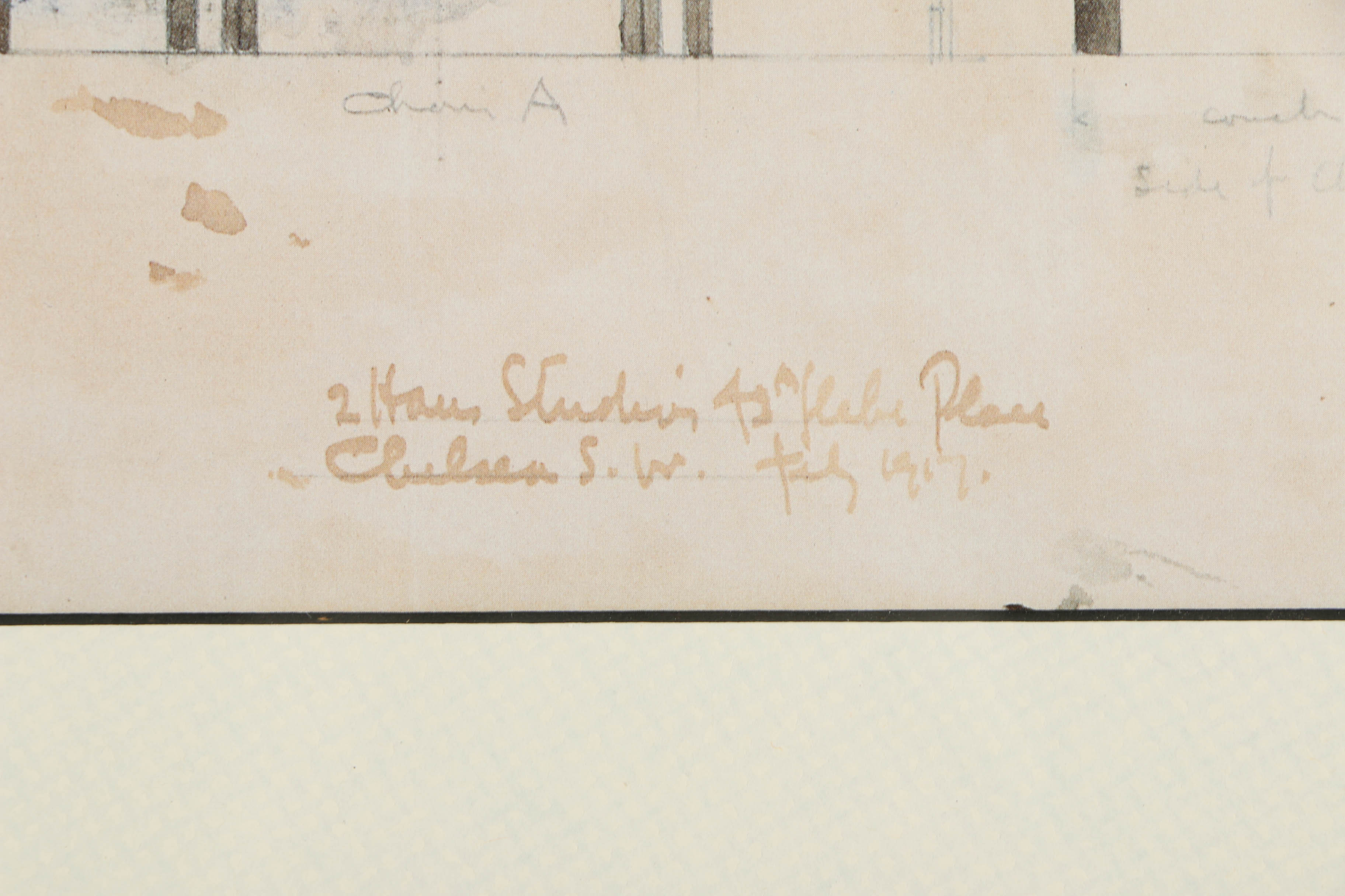 Offset Lithograph After Interior Design Elevation Drawing