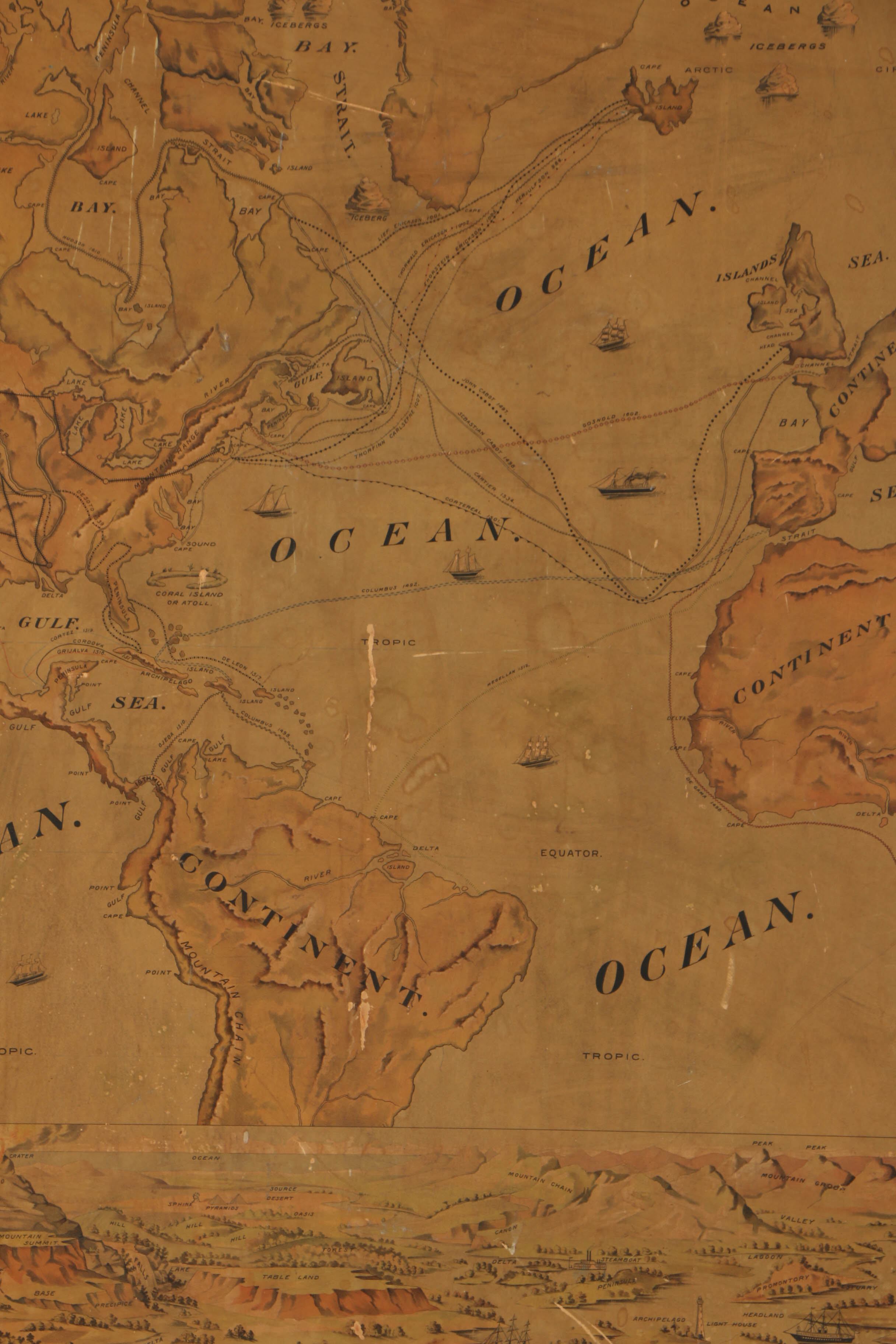 Antique Lithograph Map "Moon's Geographical Definitions"