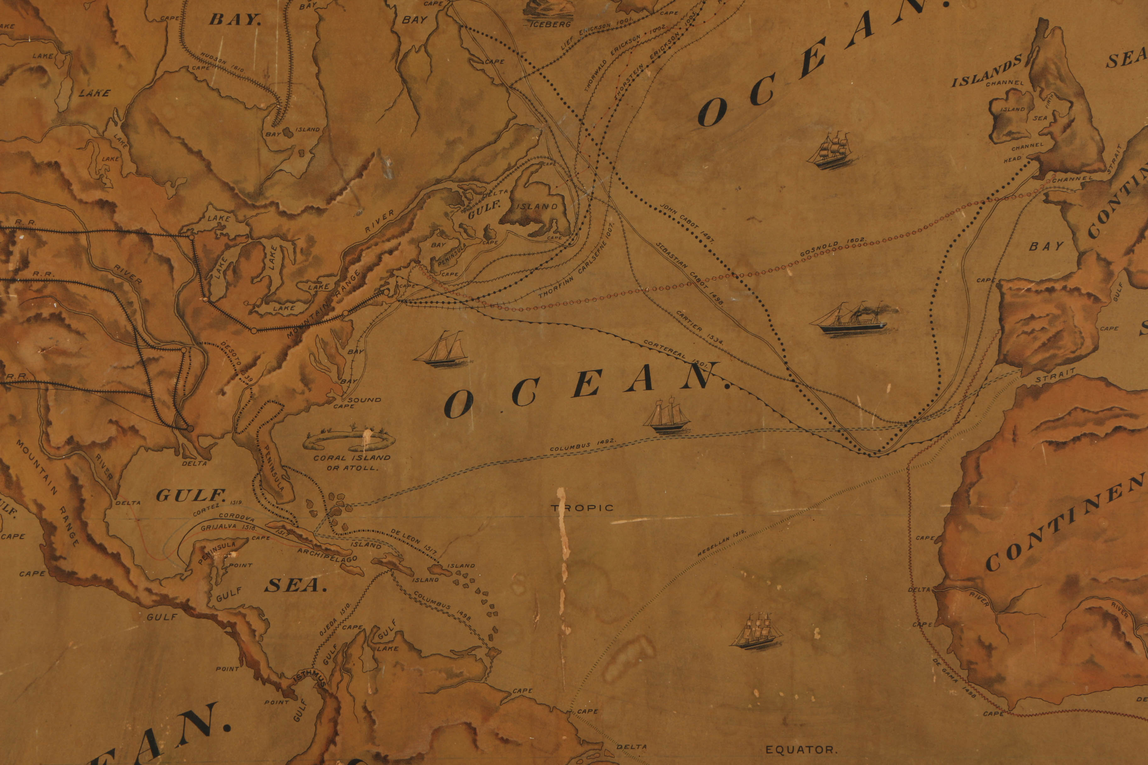 Antique Lithograph Map "Moon's Geographical Definitions"