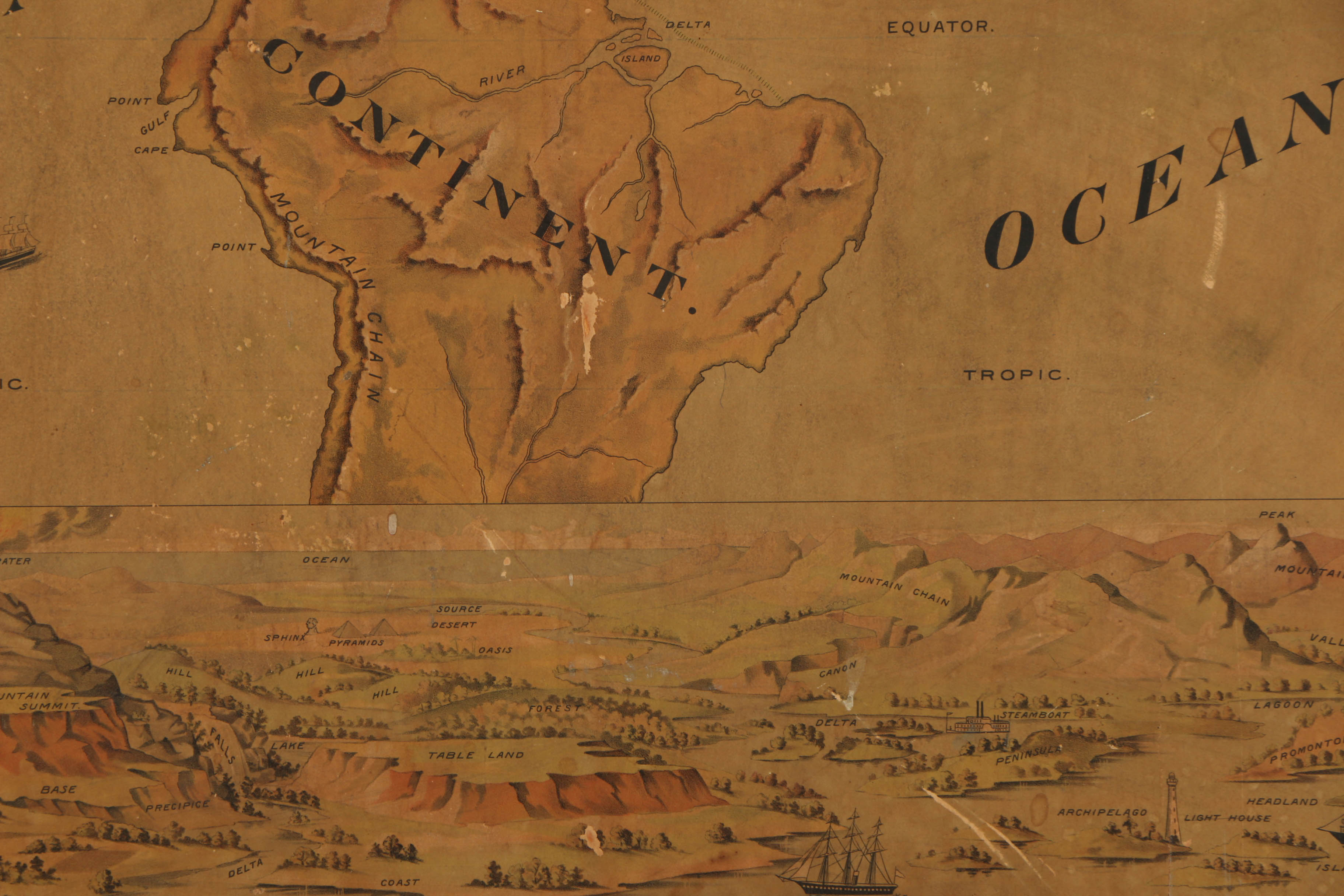 Antique Lithograph Map "Moon's Geographical Definitions"