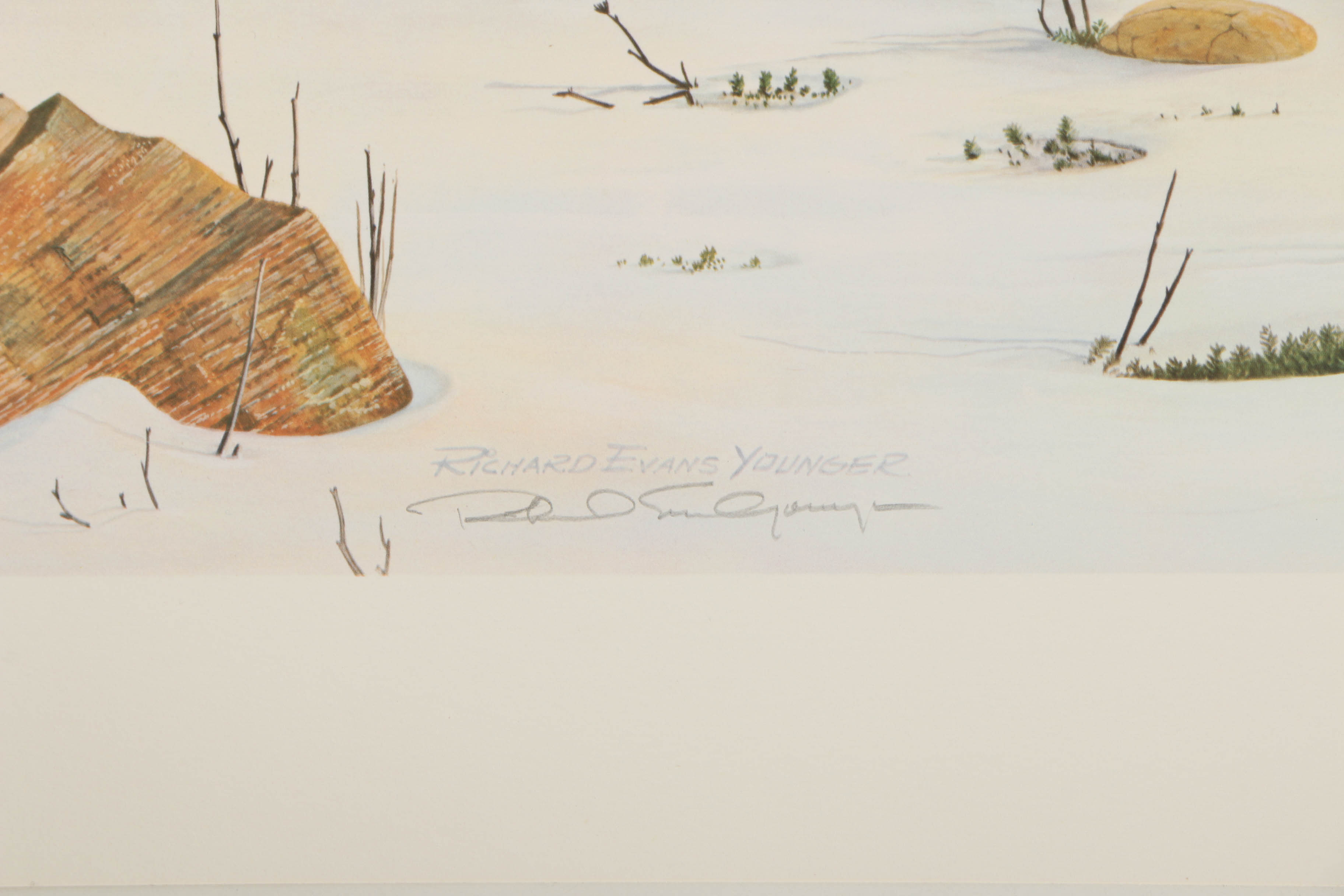 Richard Evans Younger Offset Lithographs "Bobcat" and "Eastern Timber Wolf"