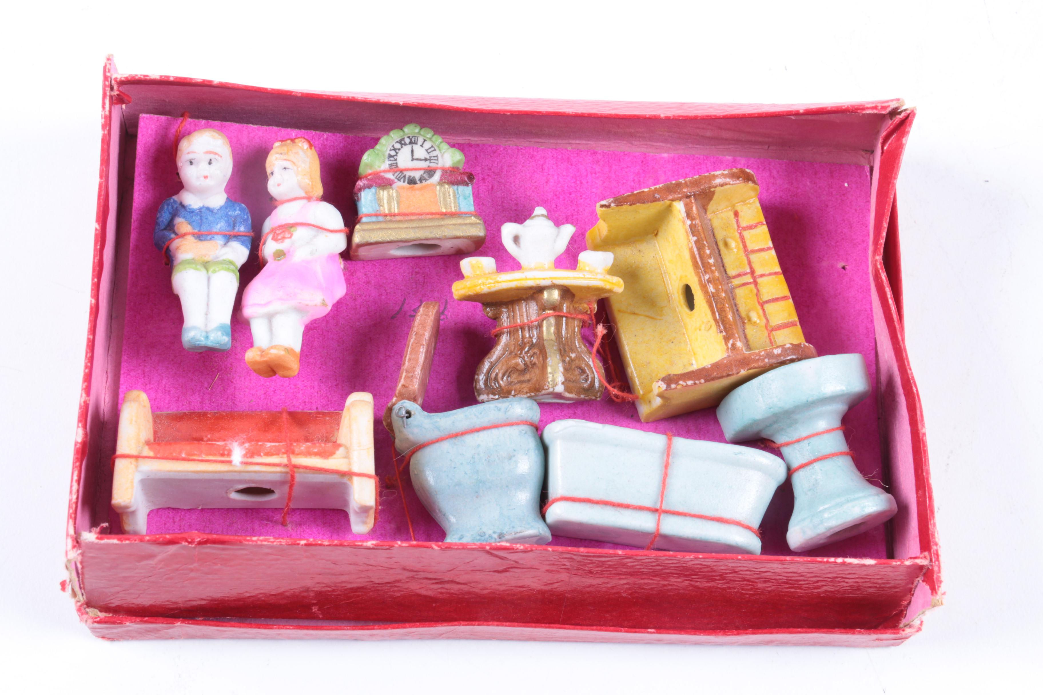 Bisque K&R Dolls and a Bestmaid Kitchen Set