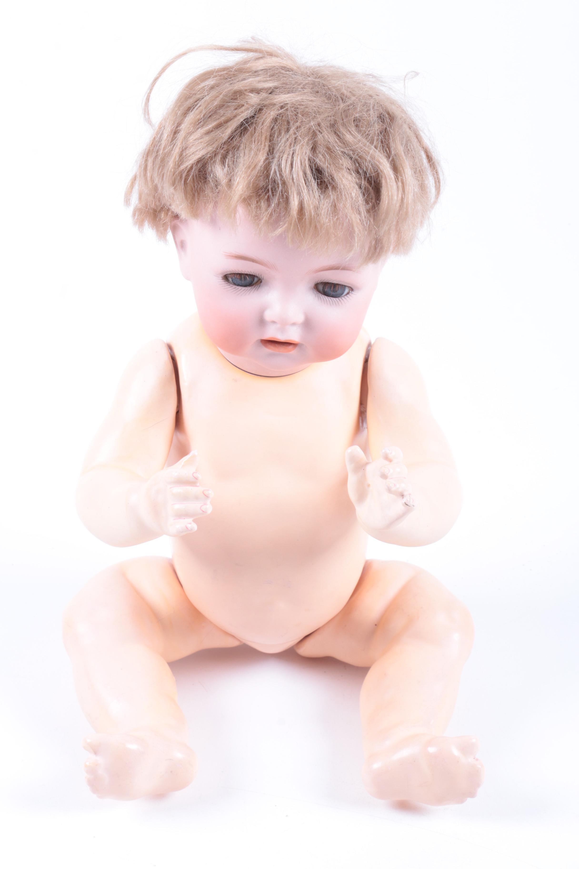 Bisque K&R Dolls and a Bestmaid Kitchen Set