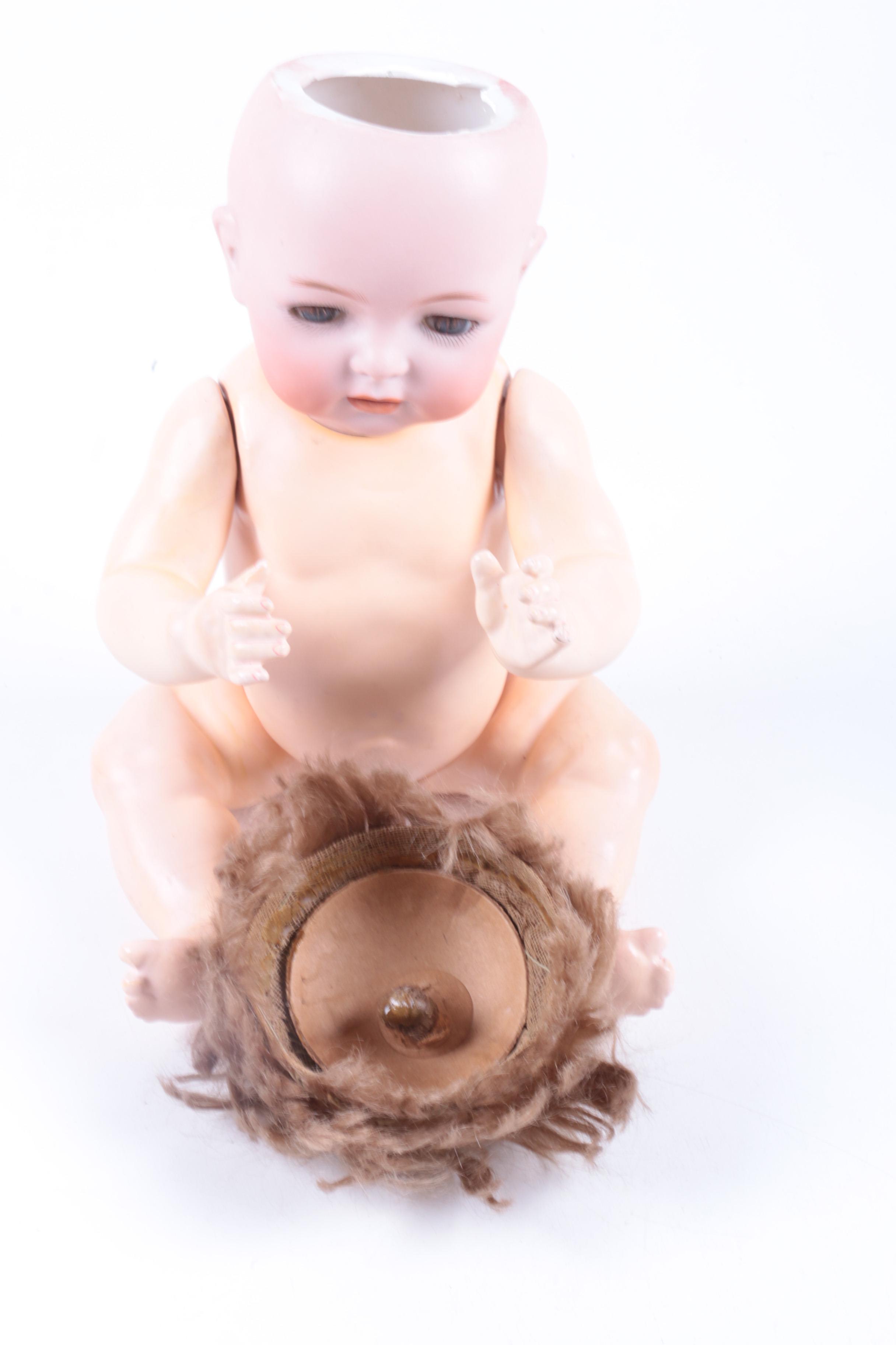 Bisque K&R Dolls and a Bestmaid Kitchen Set