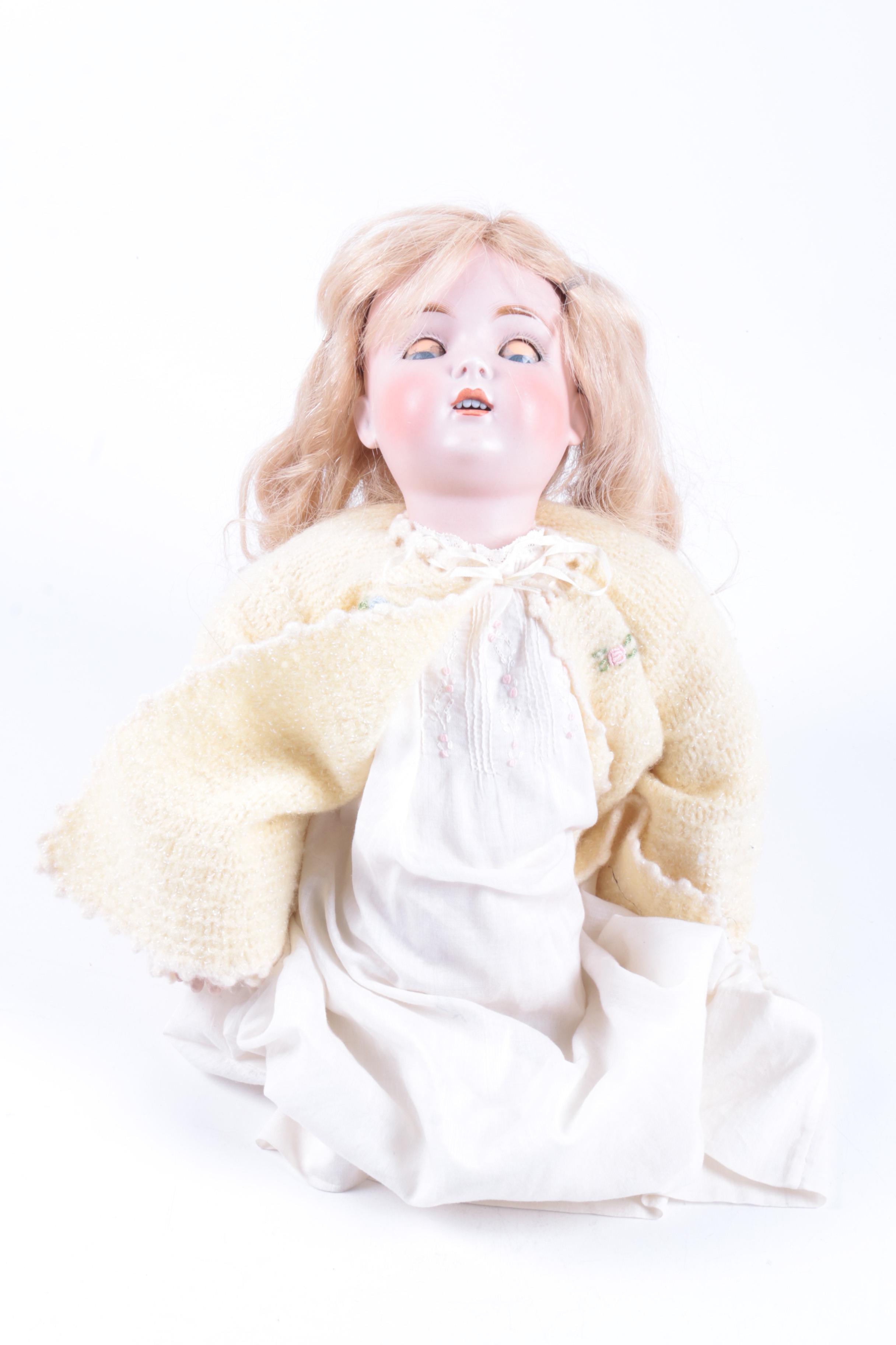 Bisque K&R Dolls and a Bestmaid Kitchen Set