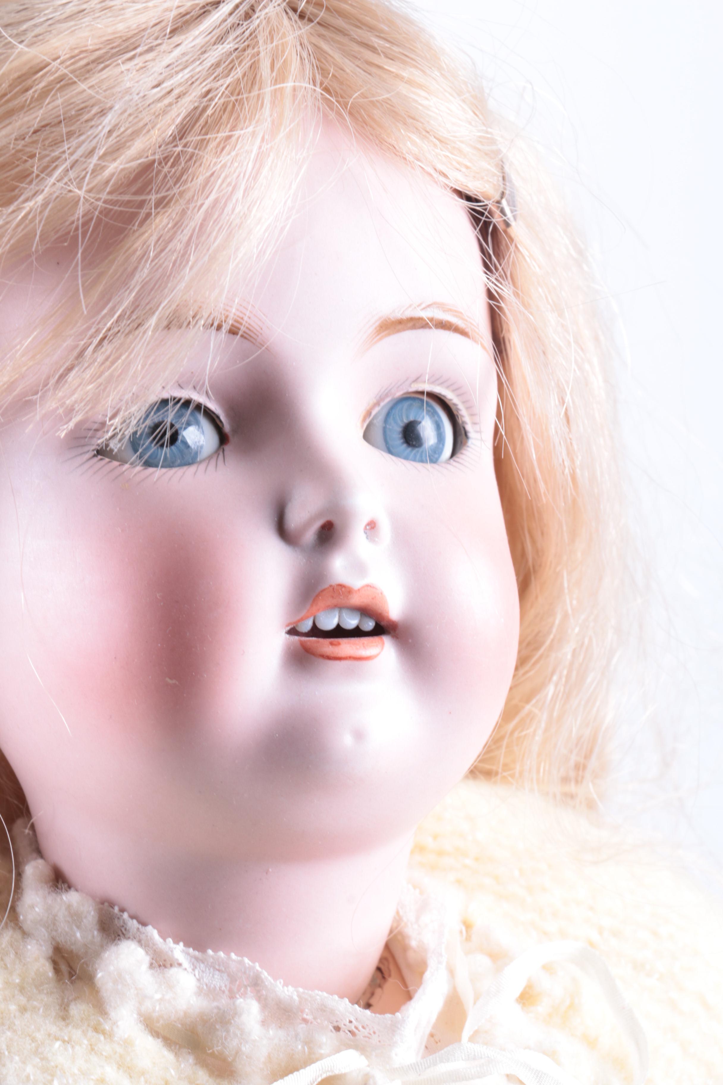 Bisque K&R Dolls and a Bestmaid Kitchen Set