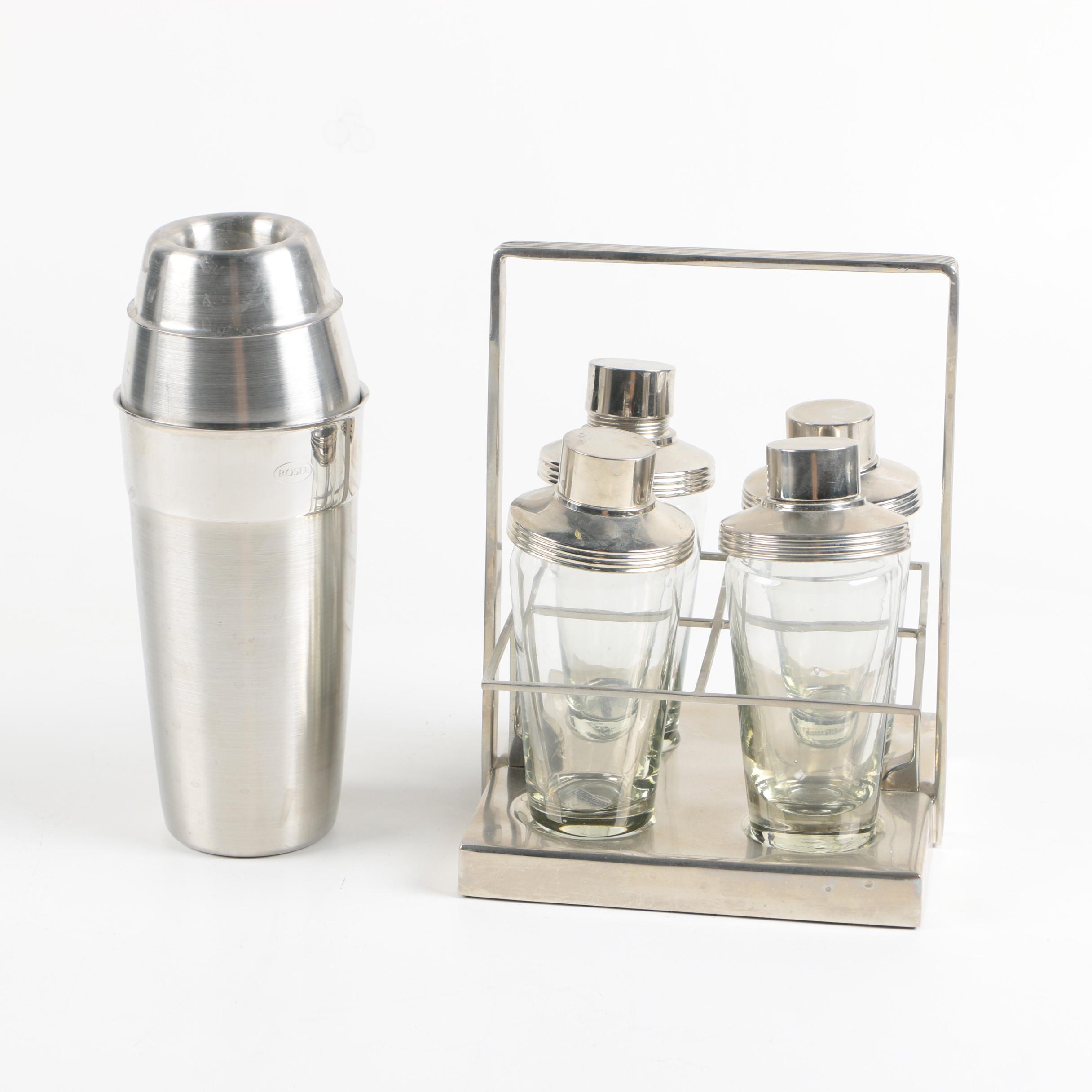 Restoration Hardware and Rosle Cocktail Shakers and Bar Caddy