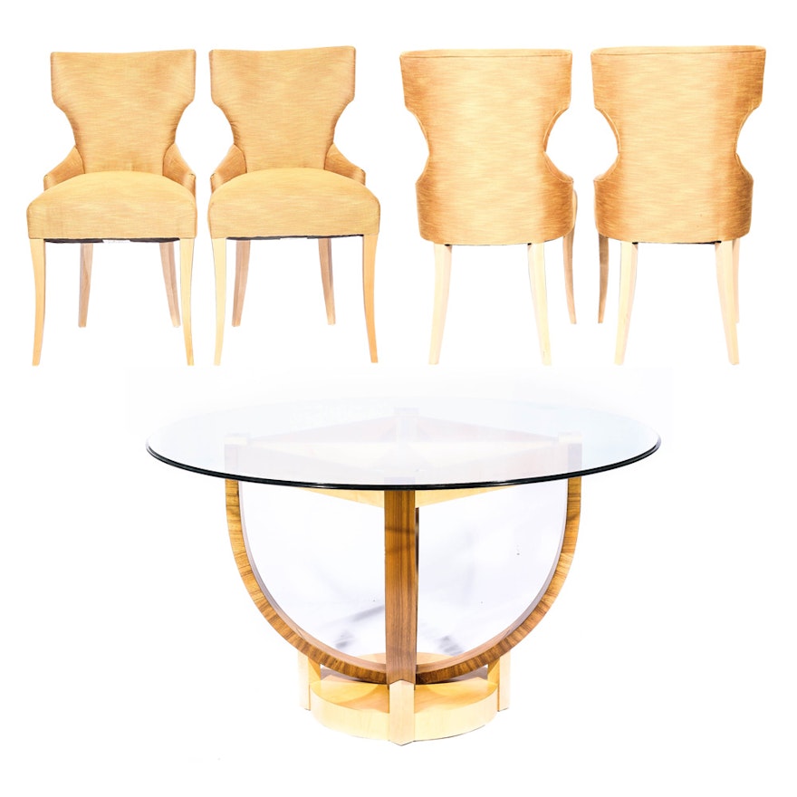 Modern Glass Top Table with Chairs