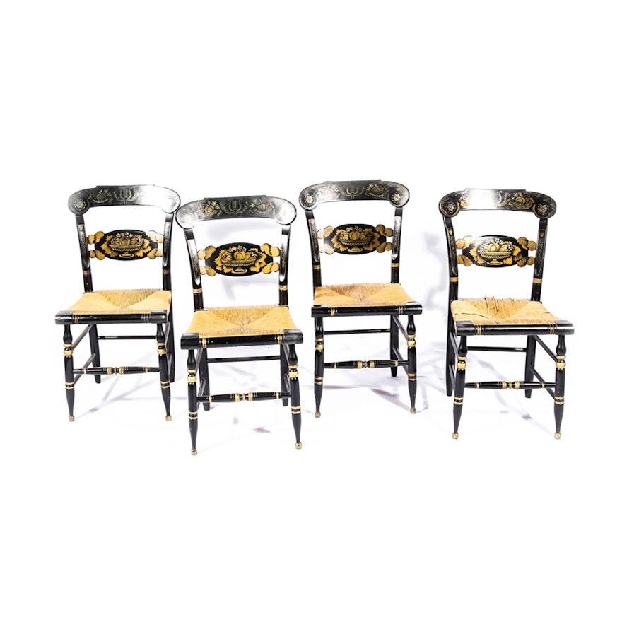 Kling Turtle Back Hitchcock Painted Chairs