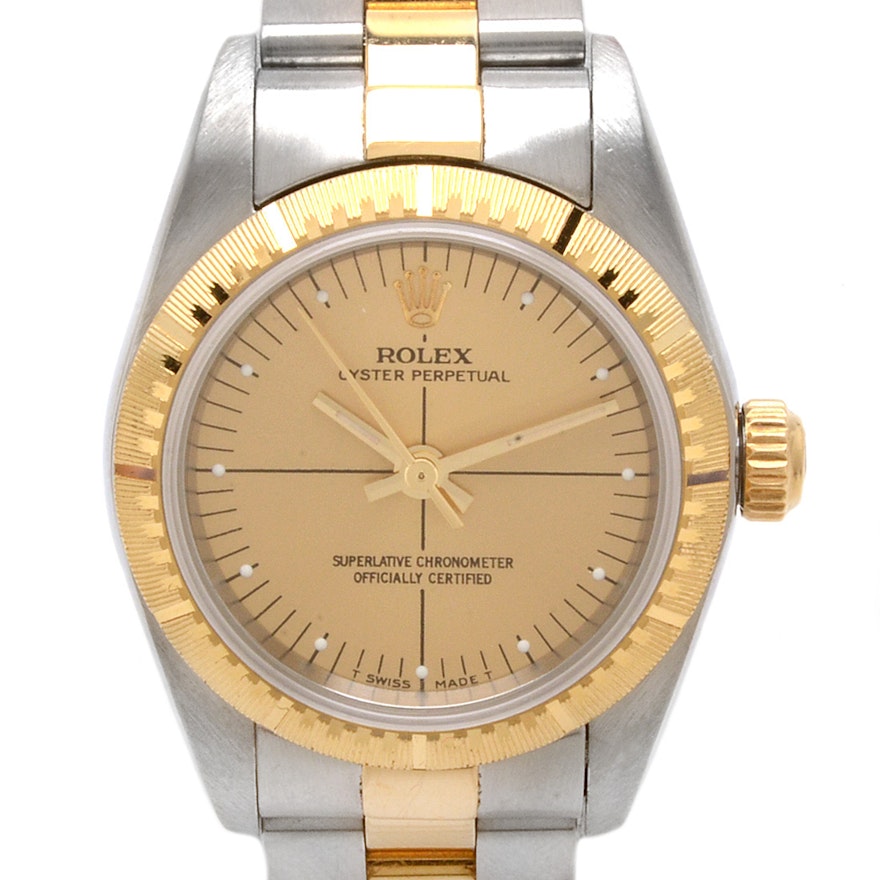 Rolex Oyster Perpetual 18K Gold and Stainless Steel Automatic Wristwatch
