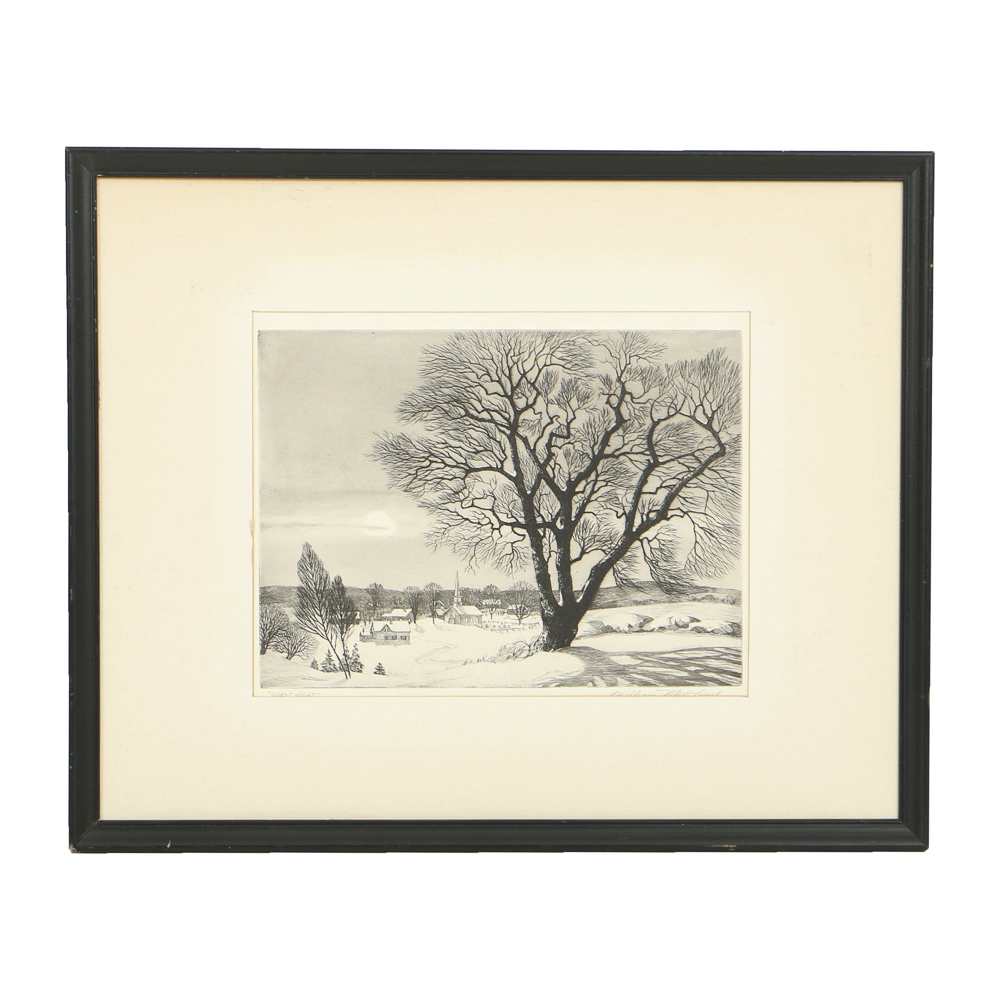 William MacLean Signed Etching on Paper "Silent Night"