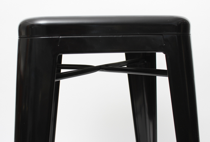 Set of Four Black Painted Metal Bar Stools