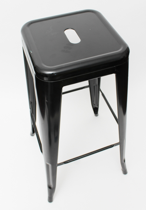 Set of Four Black Painted Metal Bar Stools
