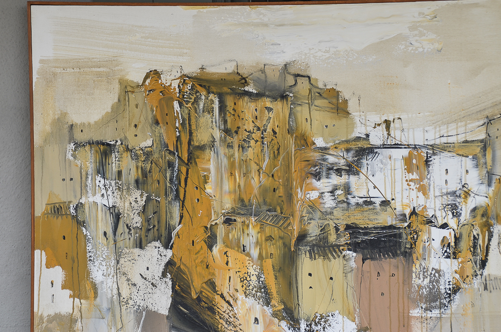 Gino Hollander 1978 Oil on Canvas Abstract Painting