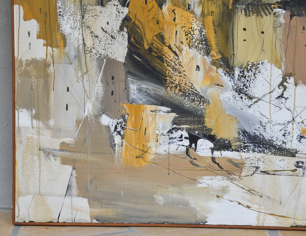 Gino Hollander 1978 Oil on Canvas Abstract Painting