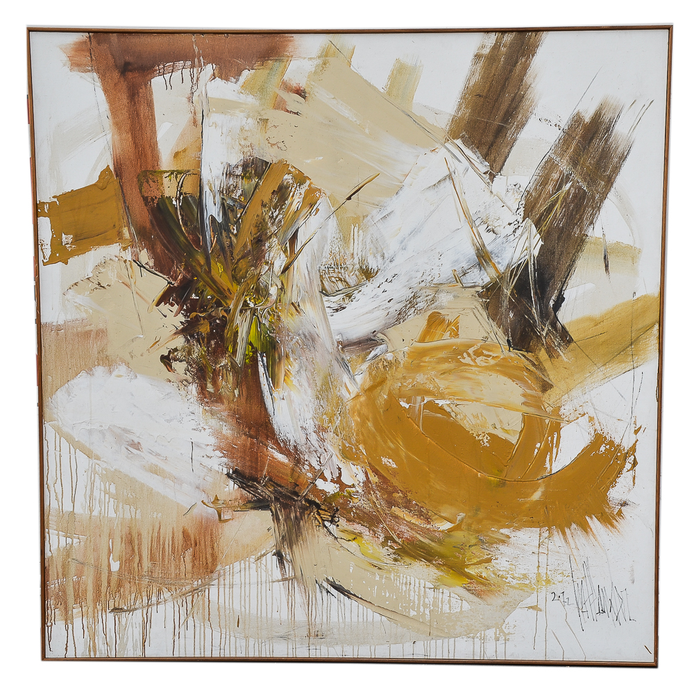 Gino Hollander 1972 Abstract Oil Painting on Canvas