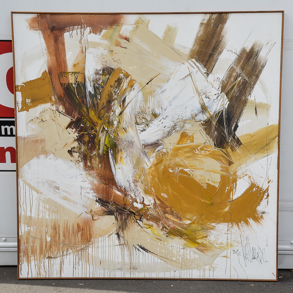 Gino Hollander 1972 Abstract Oil Painting on Canvas