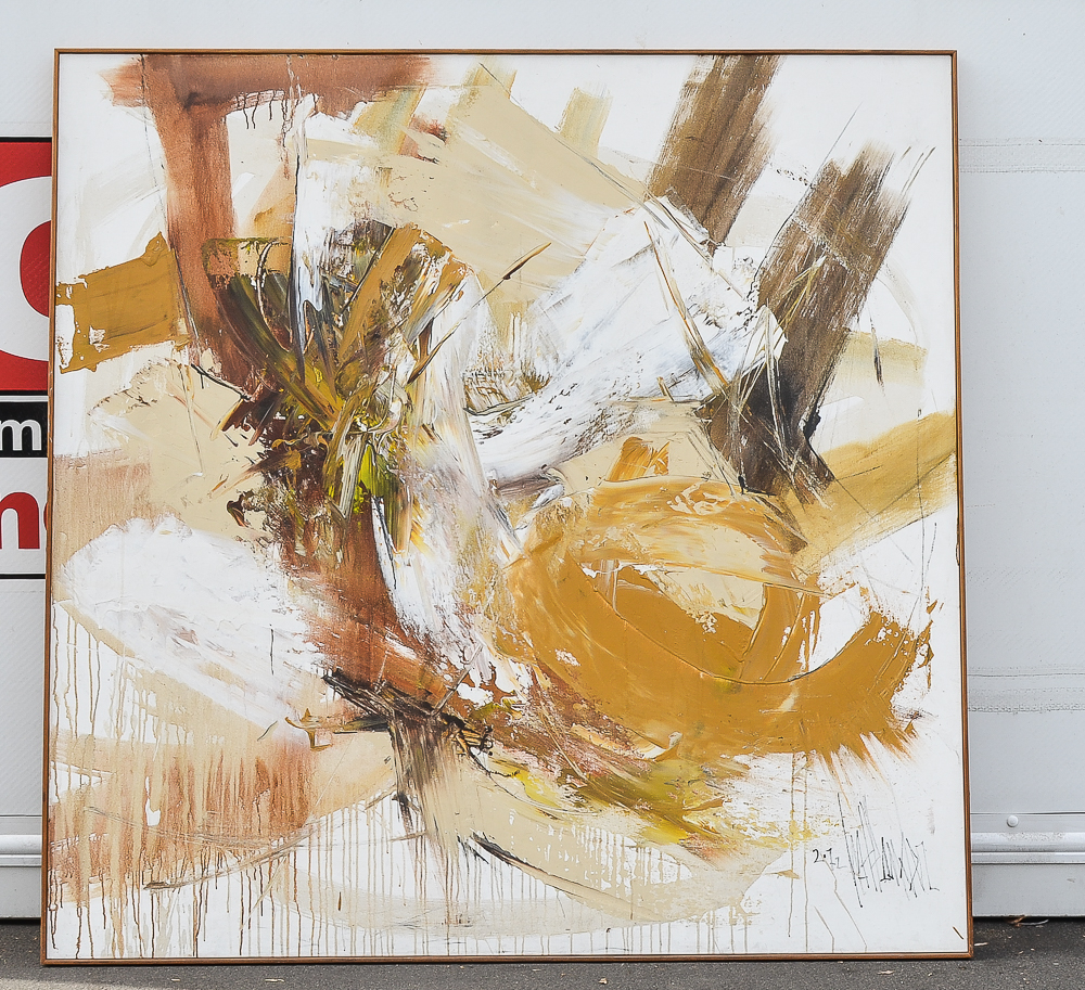 Gino Hollander 1972 Abstract Oil Painting on Canvas