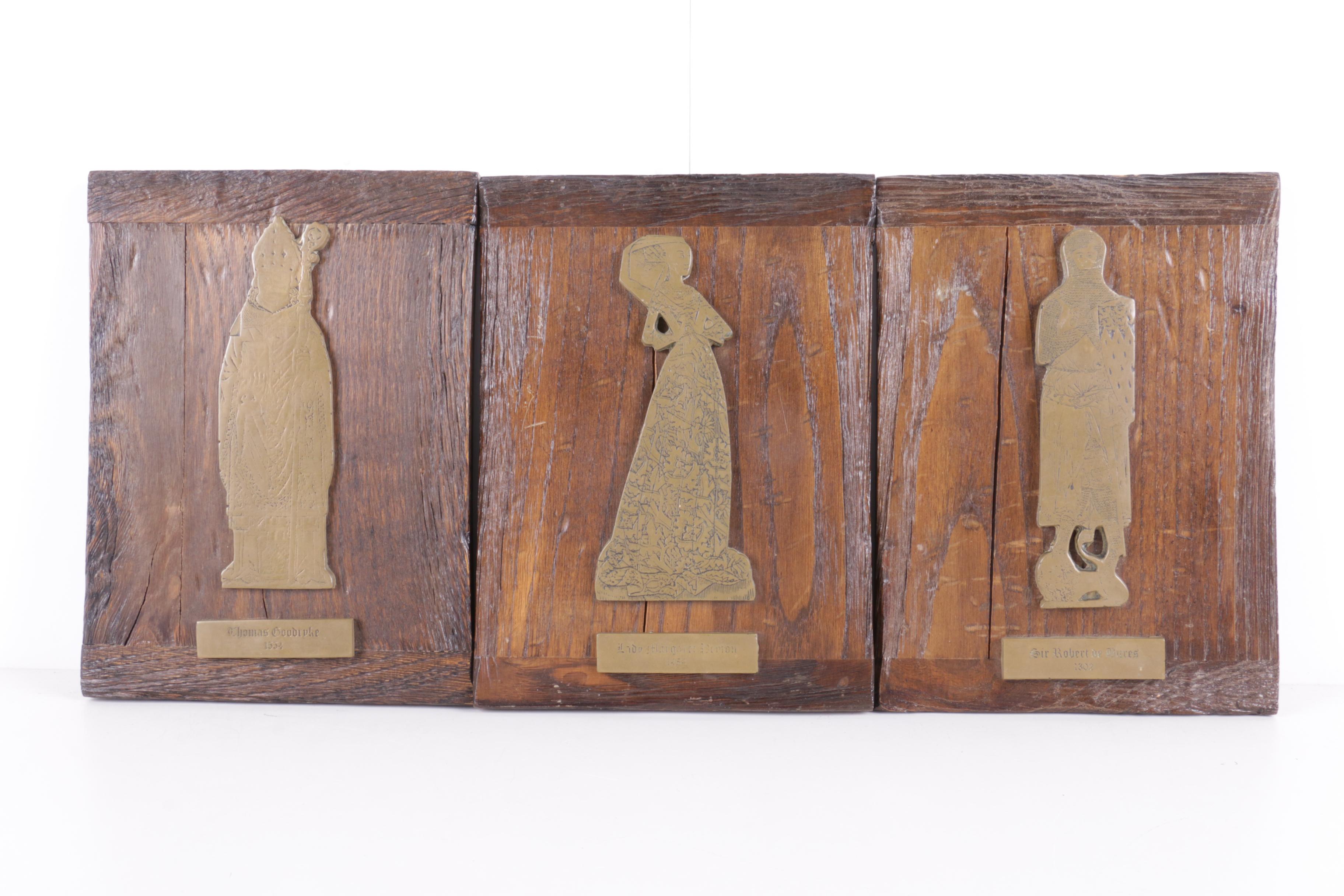 Reproduction Brass Reliefs of Medieval Figures