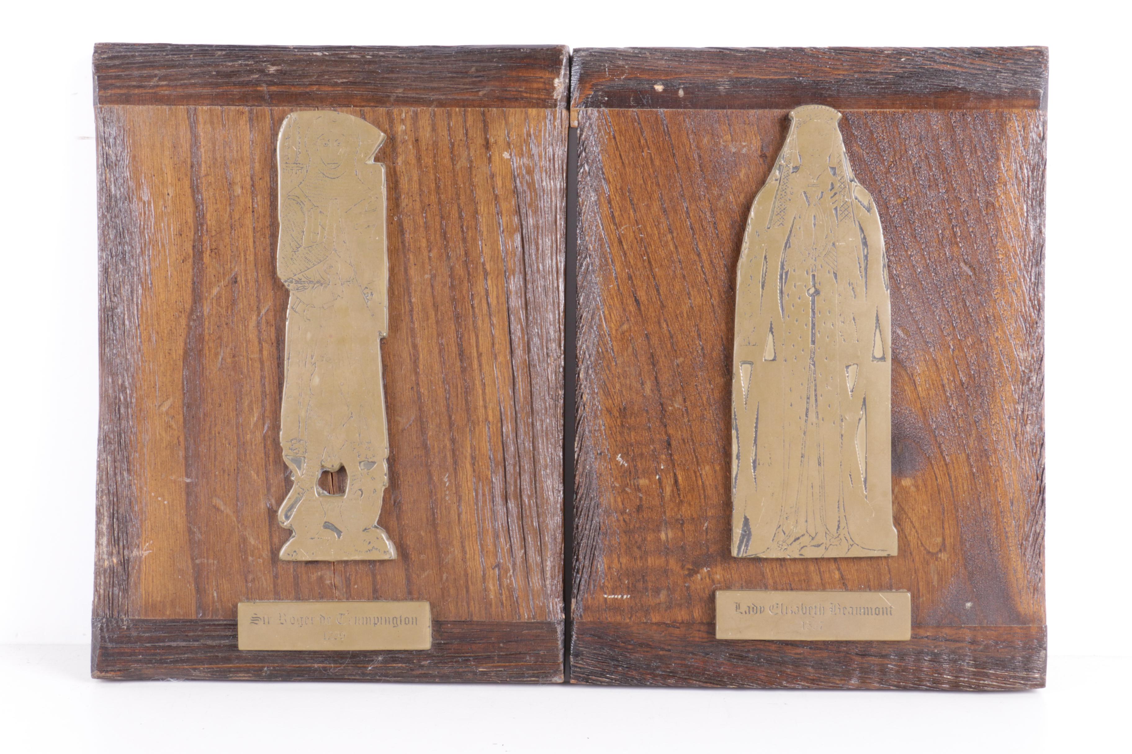 Reproduction Brass Reliefs of Medieval Figures