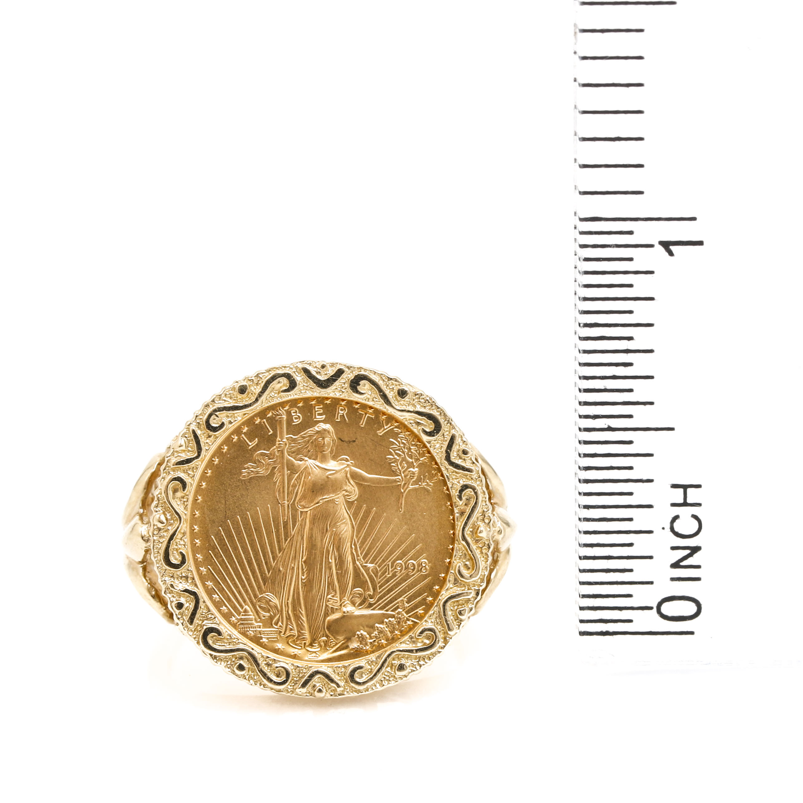 14K Yellow Gold American Eagle Coin Ring