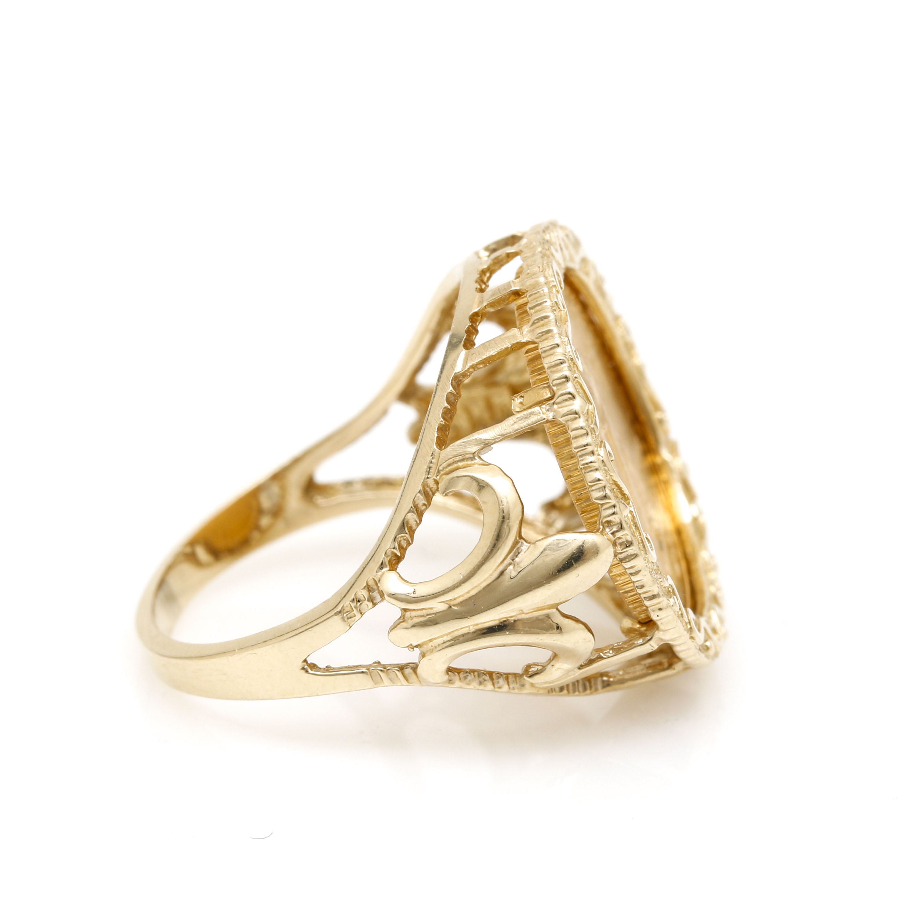 14K Yellow Gold American Eagle Coin Ring