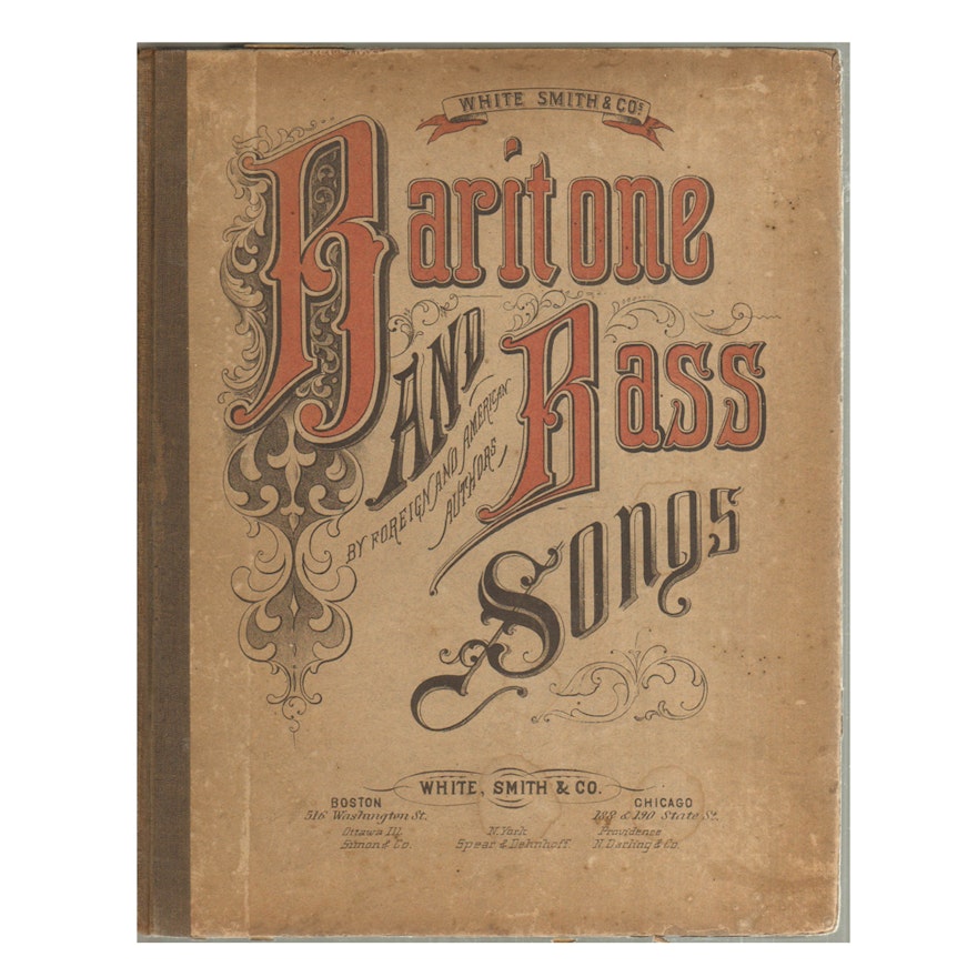 1883 Antique Edition "Baritone & Bass Songs" by C. A. White et al