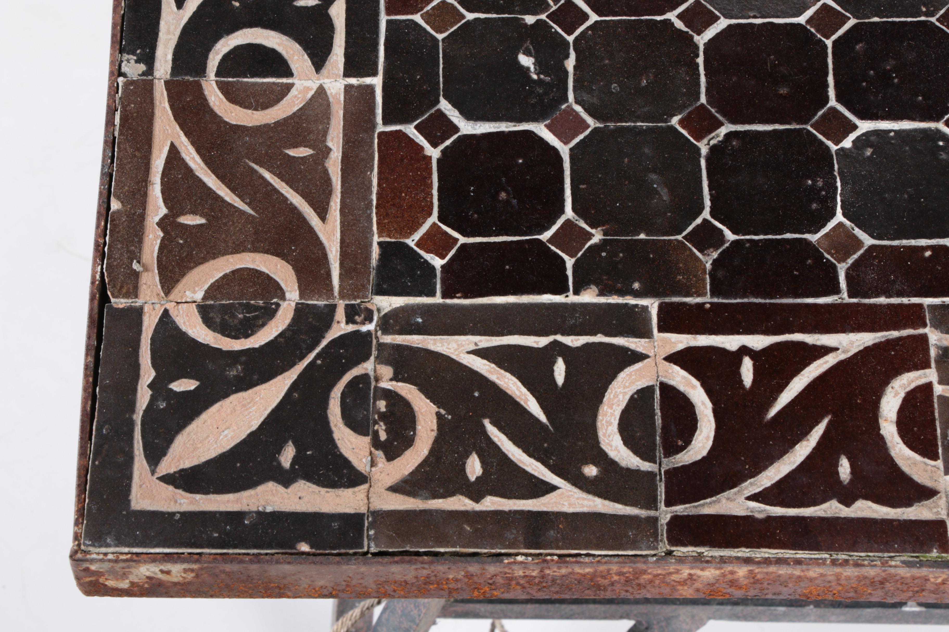 Wrought Iron Patio Table with Ceramic Tile Top