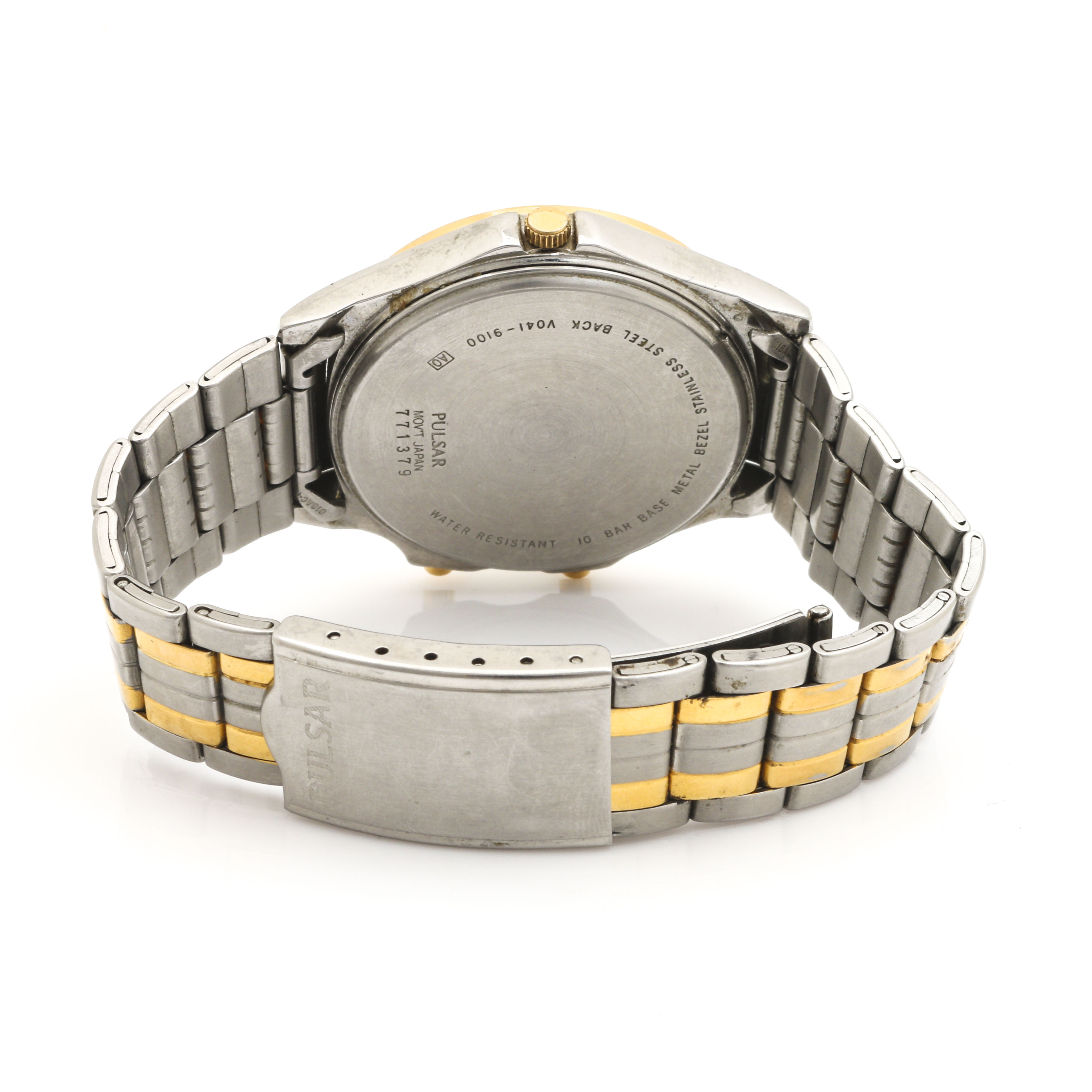 Pulsar Quartz Alarm Chronograph Gold Tone and Stainless Steel Watch