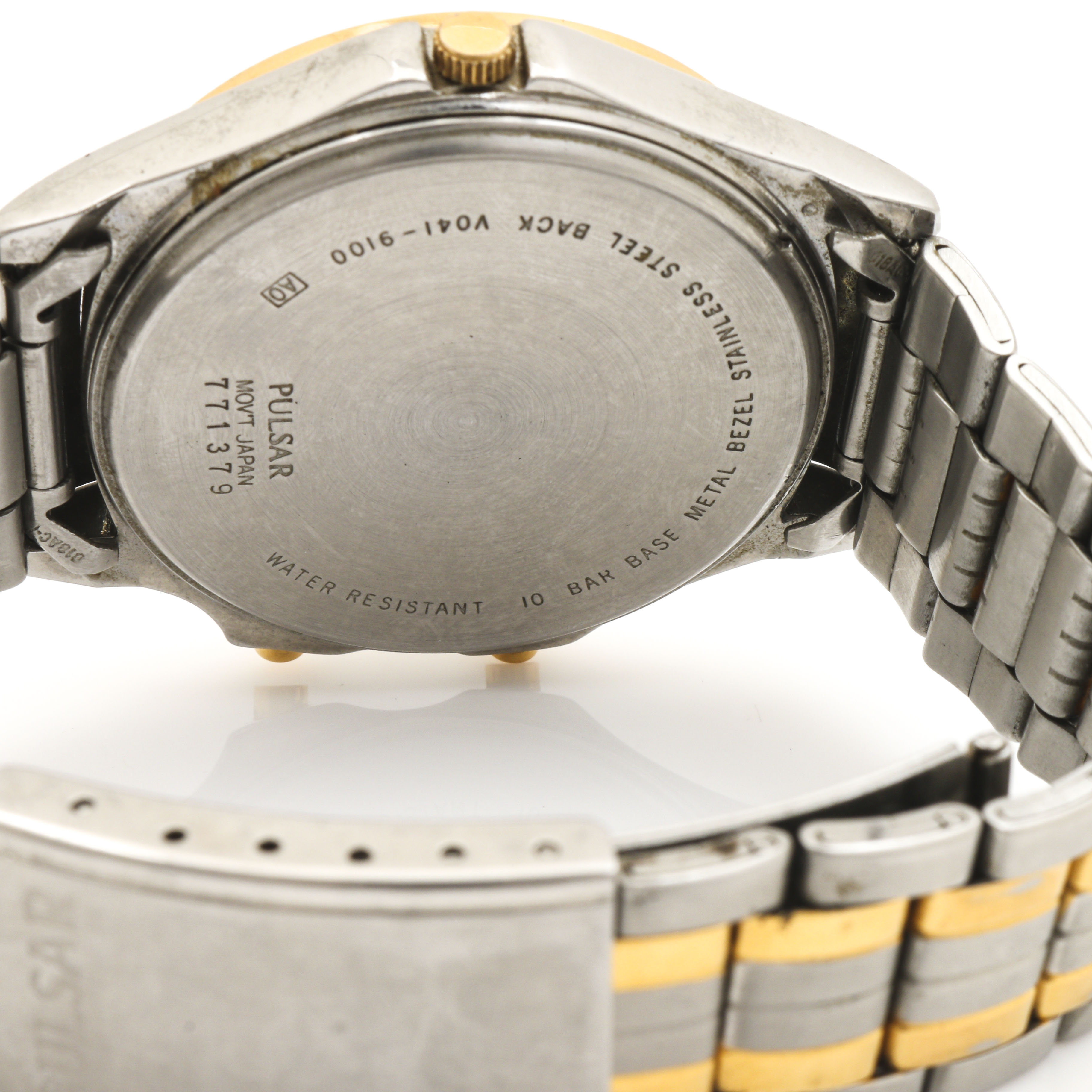 Pulsar Quartz Alarm Chronograph Gold Tone and Stainless Steel Watch