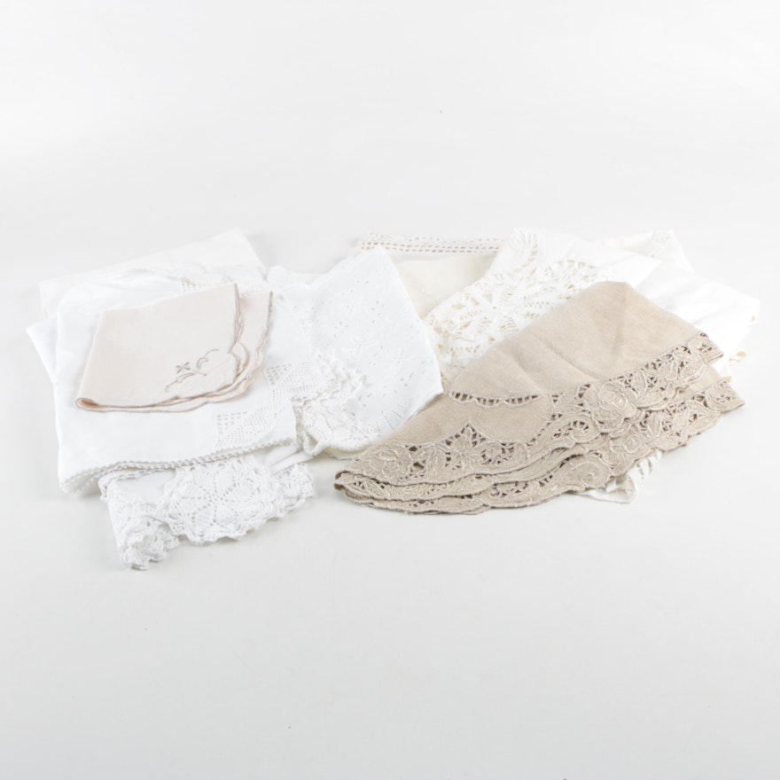 Lace and Embroidered Table Linens