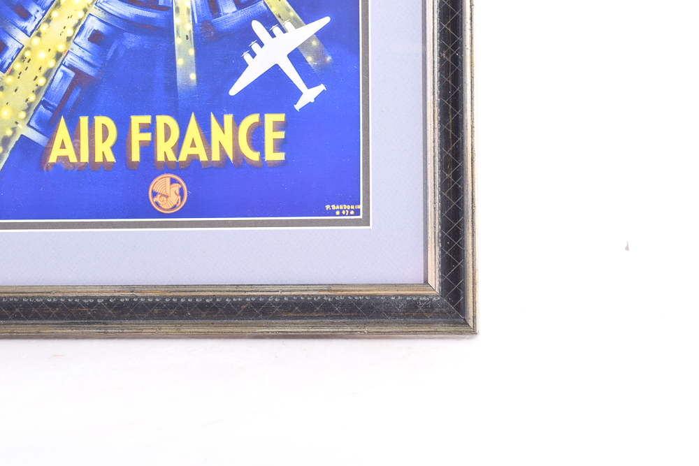 Framed Reproduction of Vintage Air France Travel Advertisement