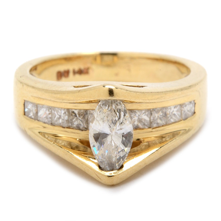 14K Yellow Gold 1.03 CTW Floating Diamond Ring