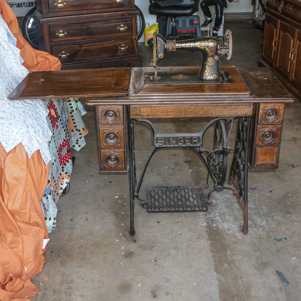 Antique Singer Sewing Machine Table