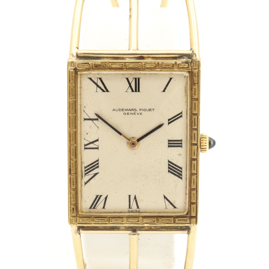 Audemars Piguet 18K and 14K Yellow Gold Sapphire Crown Cuff Wristwatch