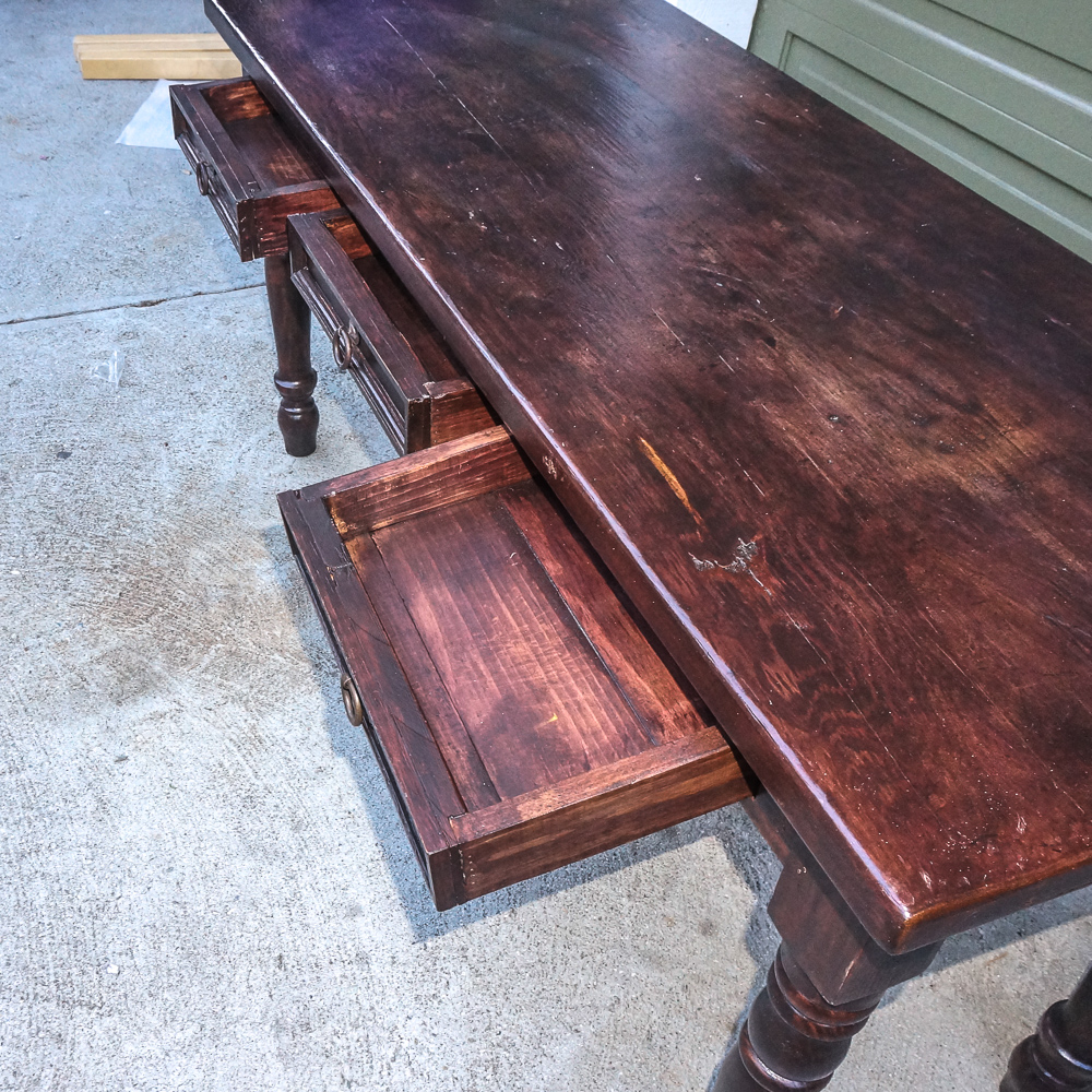 Traditional Walnut Finished Console Table with Drawers