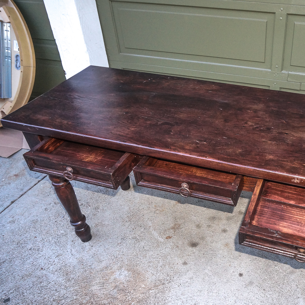 Traditional Walnut Finished Console Table with Drawers