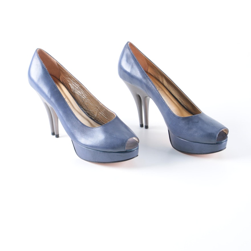 Christopher Coy Collection Prototype Heels in Blueberry Leather