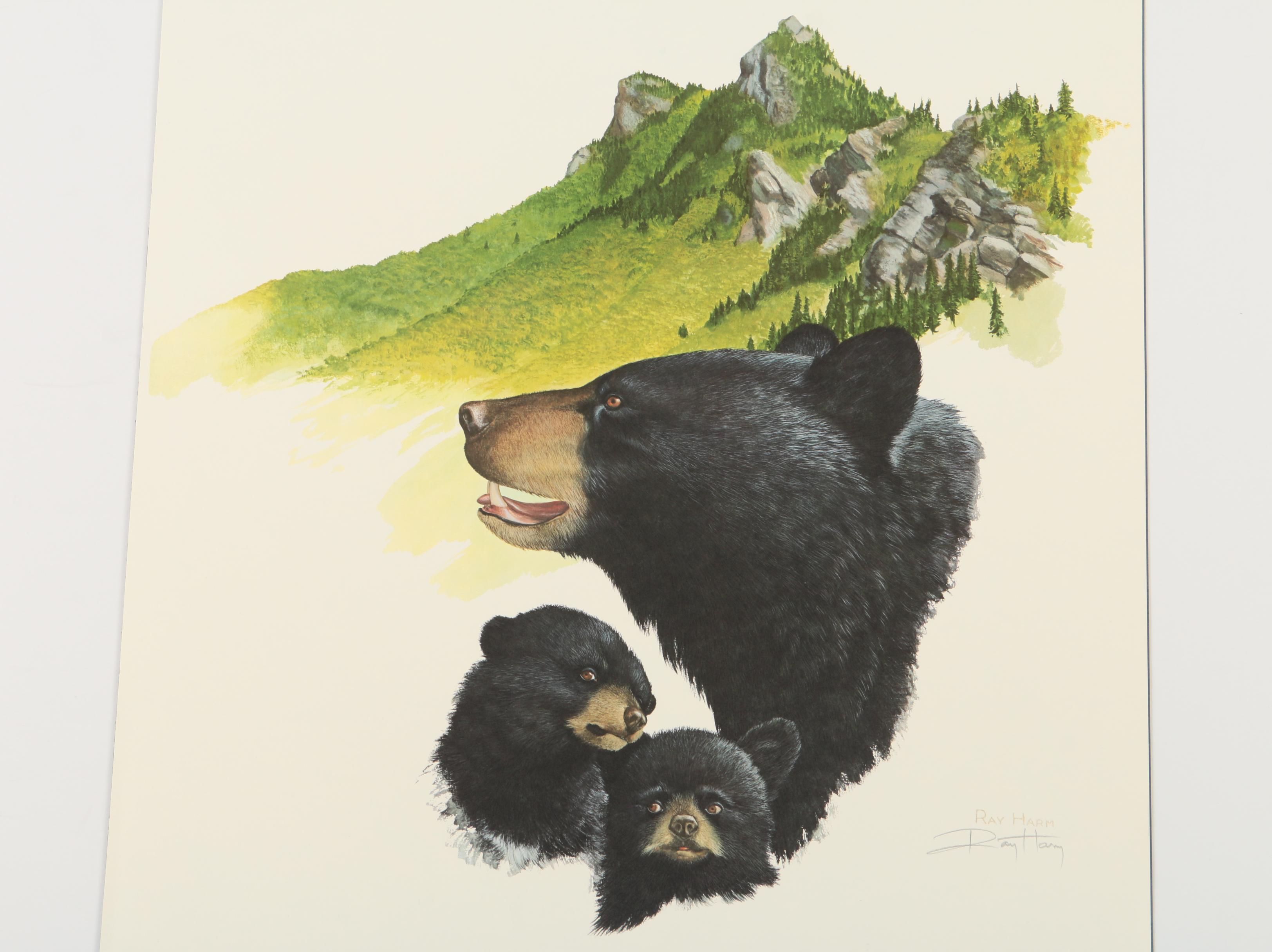 Offset Lithographs After Ray Harm's "Black Bear" and Charles Fracé's "Pronghorn"