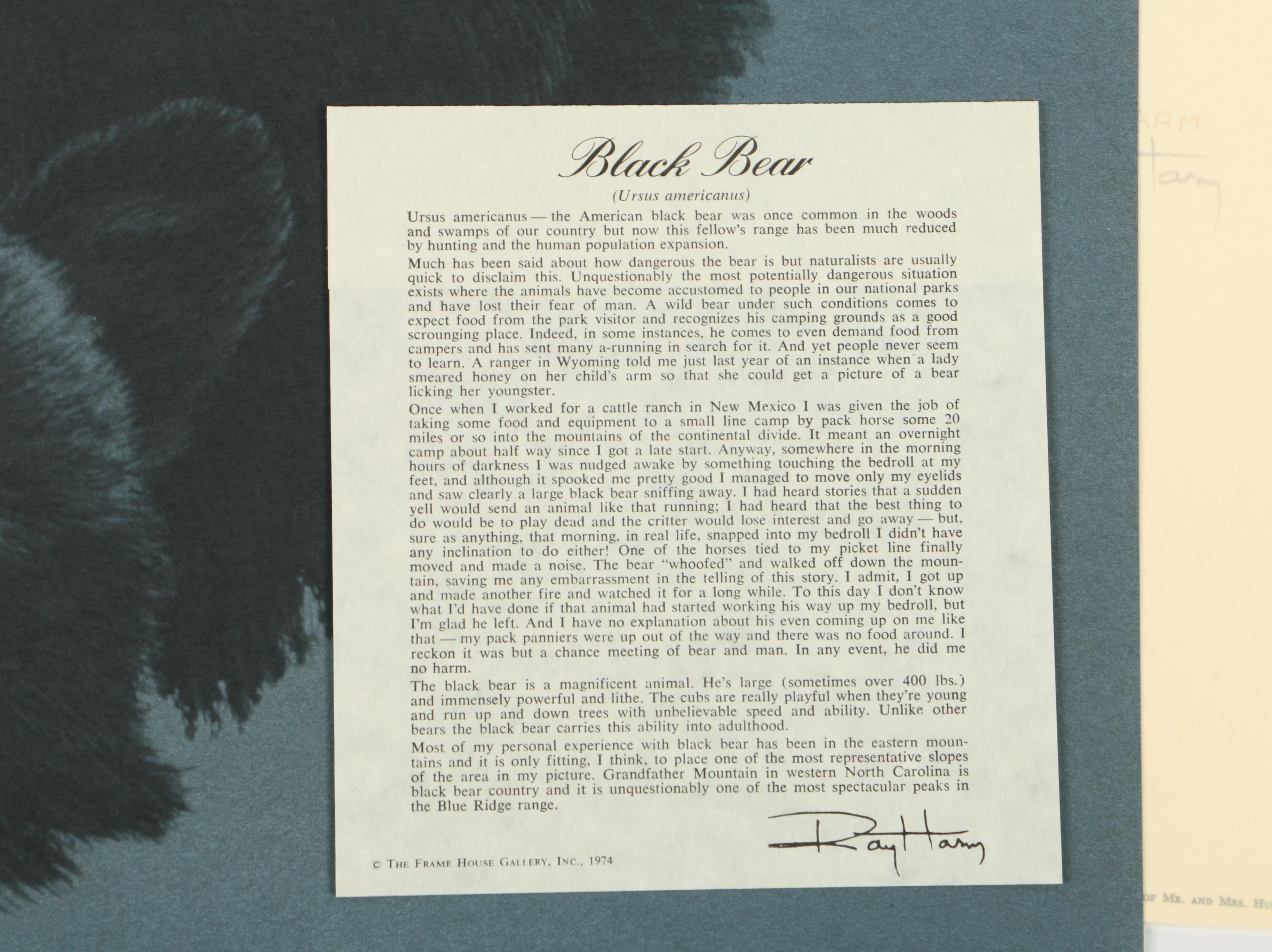 Offset Lithographs After Ray Harm's "Black Bear" and Charles Fracé's "Pronghorn"