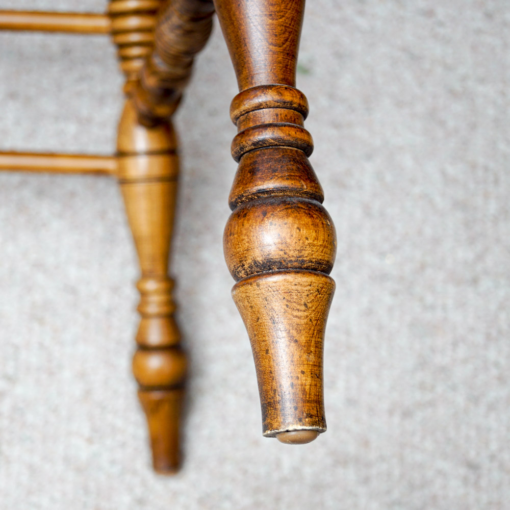 Early American Style Burlwood Dining Room Table  &  Windsor Chairs