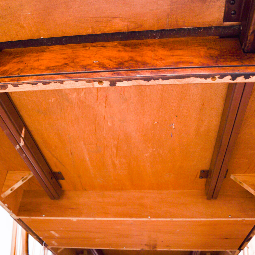 Early American Style Burlwood Dining Room Table  &  Windsor Chairs