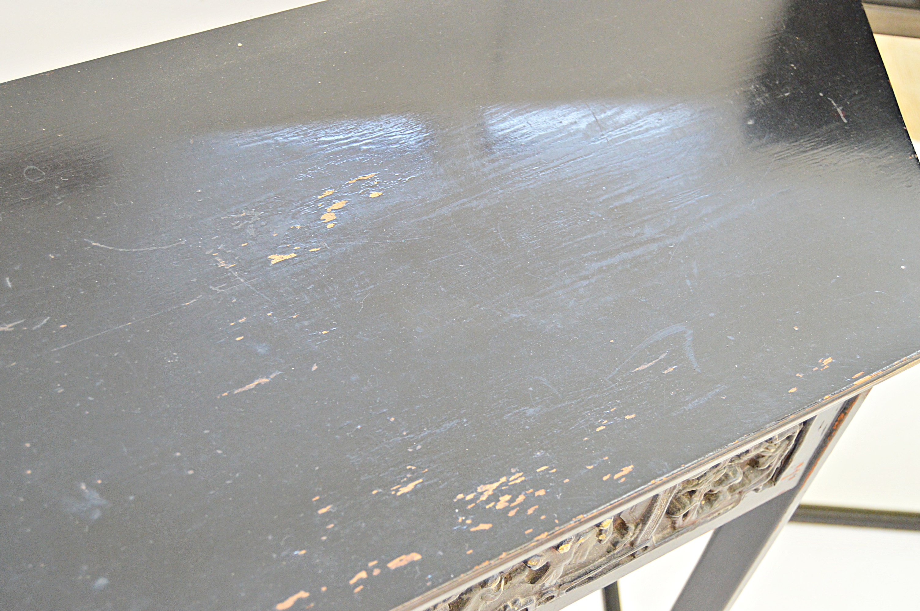 Antique Chinese Carved Wood Table and Mirror