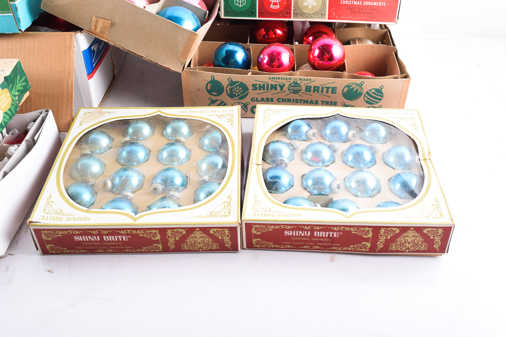 Vintage Aluminum Christmas Tree with Color Wheel and Ornaments