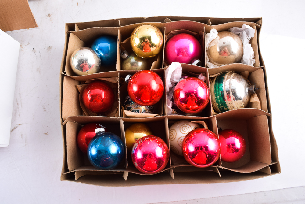 Vintage Aluminum Christmas Tree with Color Wheel and Ornaments