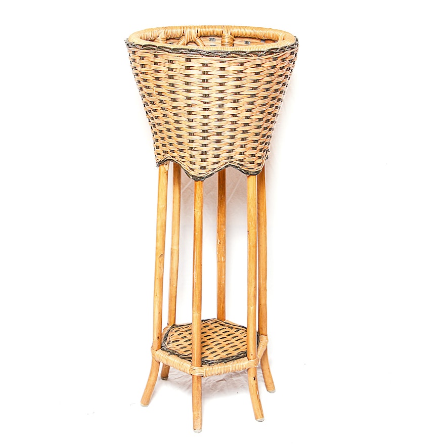 Vintage Wicker Plant Stand