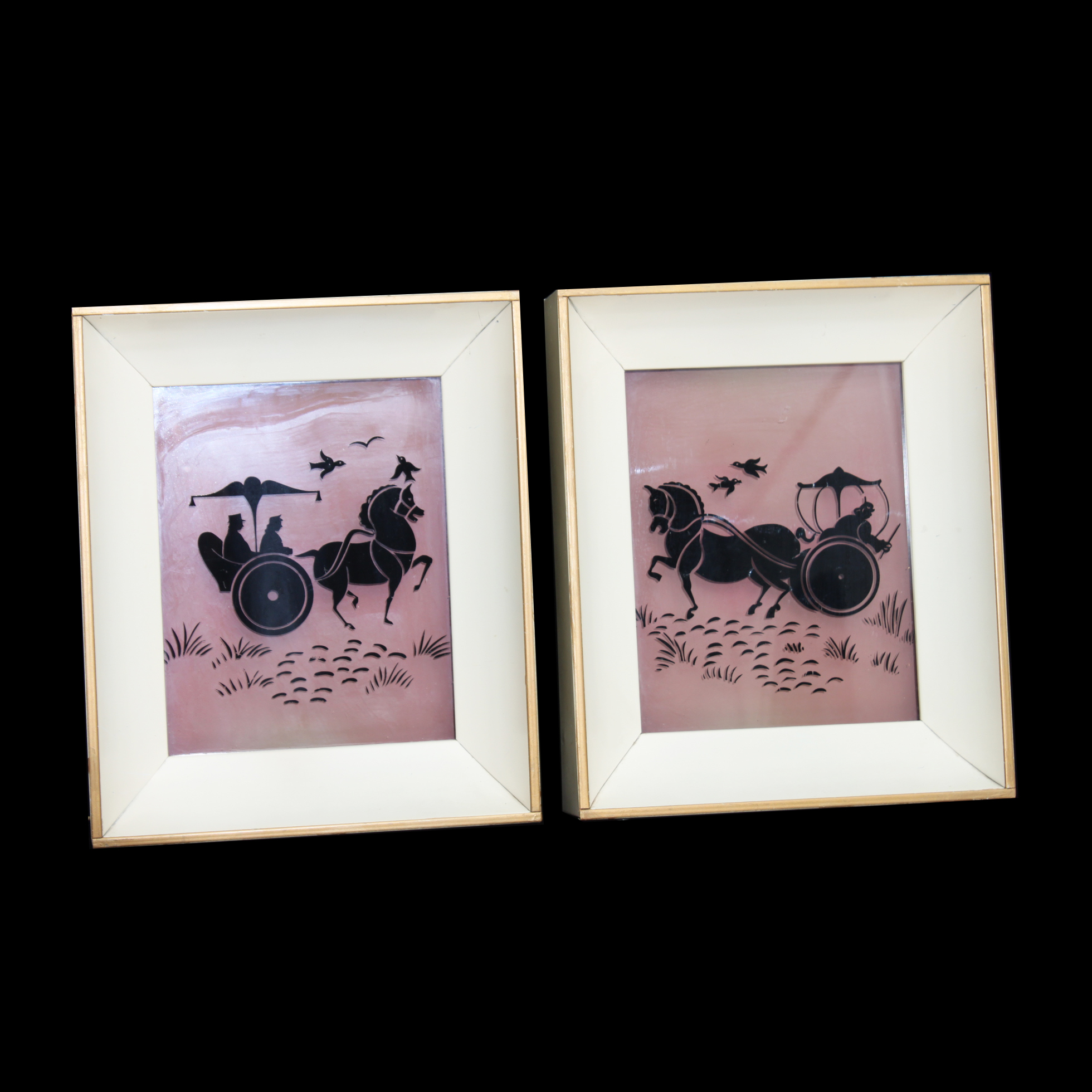 Mid-Century Three-Way Illuminated Scenic Wall Sconces