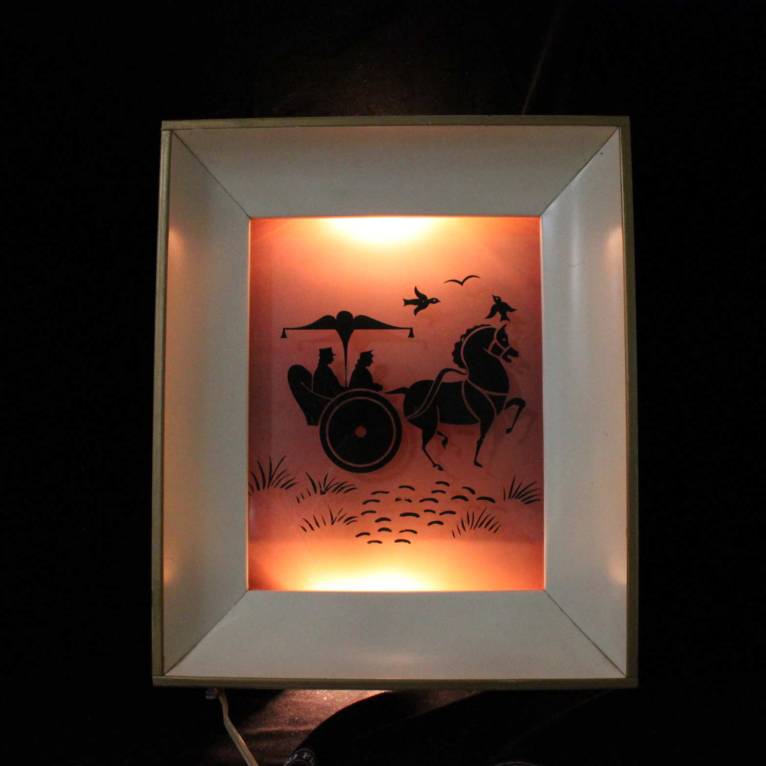 Mid-Century Three-Way Illuminated Scenic Wall Sconces