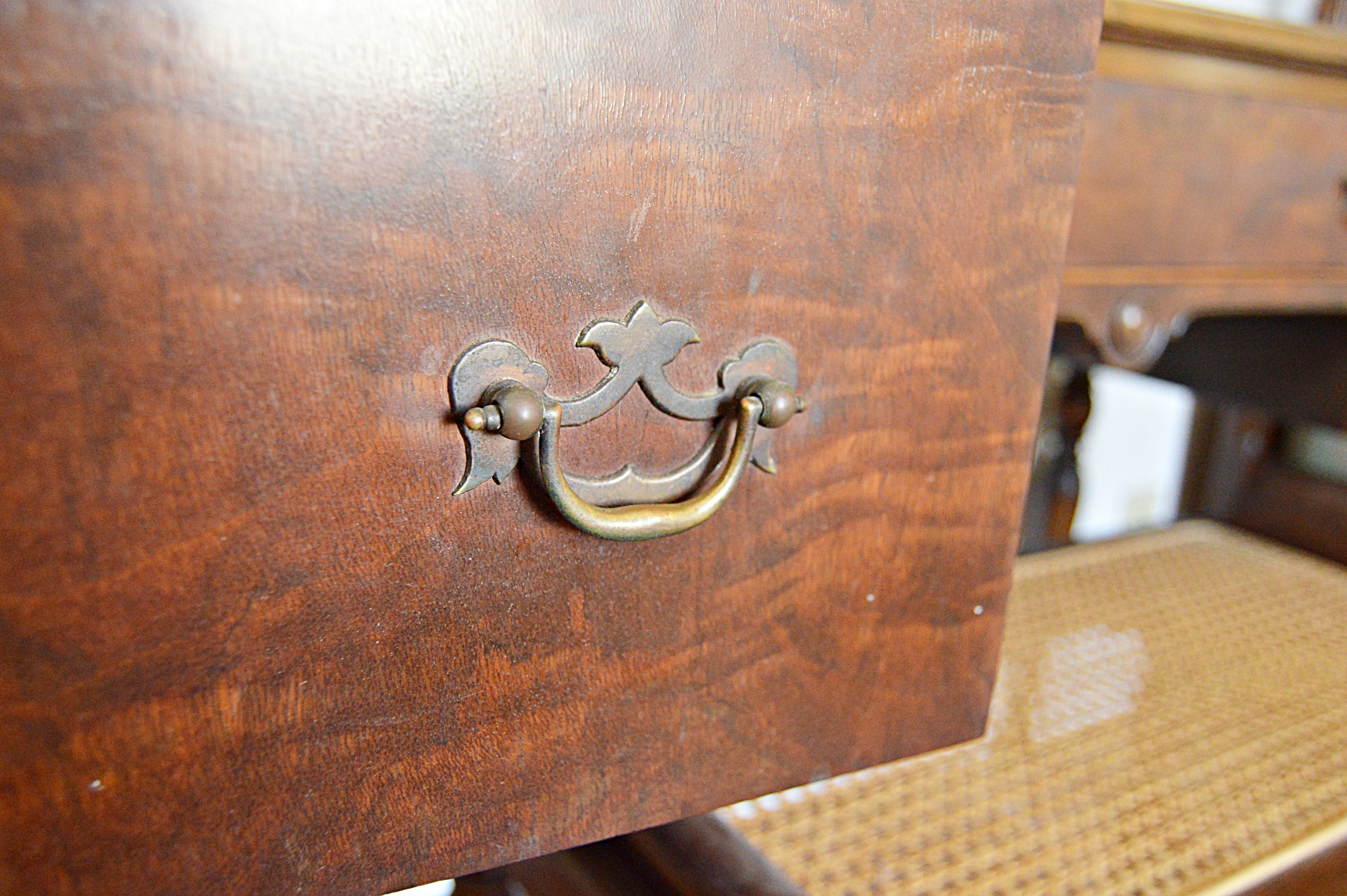 Vintage Burl Mahogany Dressing Table and Bench